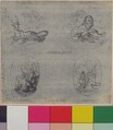 Four Small Allegories, Hubert François Gravelot (French, Paris 1699–1773 Paris), Pen and black ink with graphite