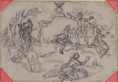 Design for a Box-Lid, Hubert François Gravelot (French, Paris 1699–1773 Paris), Pen with gray and black ink, over graphite underdrawing