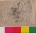 Study for "Friendly Going to Meet Hob," etched vignette in "Songs in the Opera of Flora", Hubert François Gravelot (French, Paris 1699–1773 Paris), Black chalk with stains of red chalk