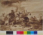 Combat of Cavalry, After Jacques Courtois (French, Saint-Hippolyte 1621–1676 Rome) ("Le Bourguignon"), Pen and bistre washed on paper