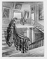 Stairway and balcony, study for "Interior of the Metropolitan Museum of Art when in 14th Street", Frank Waller American, India ink wash