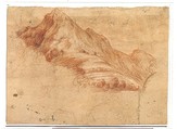 Landscape with Mountains, Antonio d&#39;Enrico Tanzio (Tanzio da Varallo) (Italian, Riale d&#39;Alagna 1575/80–1632/33 Novara), Red chalk, highlighted with white chalk, on pink prepared paper