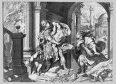 Aeneas and his family fleeing Troy, Agostino Carracci (Italian, Bologna 1557–1602 Parma), Engraving