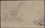 Landscape with Seated Shepherd and Dog, Attributed to Jean Pillement (French, Lyons 1728–1808 Lyons), Graphite with touches of brush and brown wash