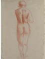 Standing Nude Seen from the Back, Aristide Maillol (French, Banyuls-sur-Mer 1861–1944 Perpignan), Red chalk on Montral paper