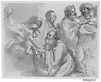 The Adoration of the Magi, Guercino (Giovanni Francesco Barbieri) (Italian, Cento 1591–1666 Bologna), Pen and brown ink, brush and brown wash