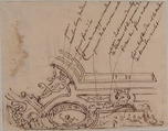 Design for a Corner of a Ceiling, Anonymous, French, 17th century  French, Pen and brown ink over graphite