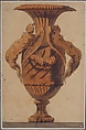 Design for Vase, After Jacques François Joseph Saly (French, Valenciennes 1717–1776 Paris), Pen and black ink, brush and gray wash, brush and sanguine wash