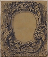 Study for a Cartouche, Gilles-Marie Oppenord (French, Paris 1672–1742 Paris), Pen and black ink, brush and gray wash; framing lines in pen and brown ink