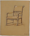 Design for a Chair, Anonymous, French, 19th century, Graphite, brush and brown wash, gouache