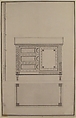 Design for a Chest of Drawers, Anonymous, French, 18th century, Pen and black and gray ink, brush and gray wash.