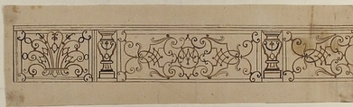Design for an Iron Railing, Anonymous, French, 19th century, Pen and brown ink