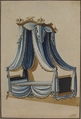 Design for a Canopy Bed, Anonymous, French, 18th century, Watercolor over graphite