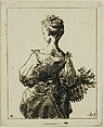 Young Girl with  a Basket, Le Chavalier de Pommand  French, Etching