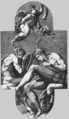 Apollo, Pan, and a putto blowing a horn,  from a series of eight compositions after Francesco Primaticcio's designs for the ceiling of the Ulysses Gallery (destroyed 1738-39) at Fontainebleau, Giorgio Ghisi (Italian, Mantua ca. 1520–1582 Mantua), Engraving