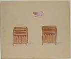 Two Designs for Tables with Shelves and Dividers, Anonymous, French, 19th century French, Graphite and watercolor on wove paper