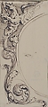 Left Half of a Cartouche with Griffin and Acanthus Scroll, Attributed to Carlo Bianconi (Italian, Bologna 1732–1802 Milan), Pen and brown ink, brush and dark green wash
