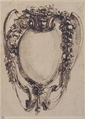 Design for a Cartouche with Hanging Garlands, Attributed to Carlo Bianconi (Italian, Bologna 1732–1802 Milan), Pen and brown ink