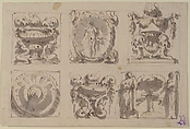 Six Designs for the Decoration of Rectangular and Horizontal reliefs, Giuseppe Bernardino Bison (Italian, Palmanova 1762–1844 Milan) (?), Pen and brown ink, brush and gray wash over traces of black chalk