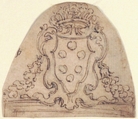 Medici Coat of Arms on top of a Window of Door Frame, Giovanni Battista Foggini (Italian, Florence 1652–1725 Florence), Pen and brown ink, over black chalk
