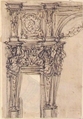 Design for a Proscenium or Monumental Alcove, Giovanni Battista Foggini (Italian, Florence 1652–1725 Florence), Pen and dark brown ink, over traces of black chalk
