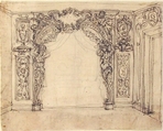 Design for a Proscenium or Alcove, Giovanni Battista Foggini (Italian, Florence 1652–1725 Florence), Pen and brown ink, over black chalk