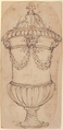 Design for a Lidded Gadrooned Vase with Satyr Heads Holding Garlands, Giovanni Battista Foggini (Italian, Florence 1652–1725 Florence), Pen and brown ink over black chalk