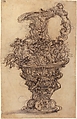 Design for a Ewer with Neptune on his Chariot, Giovanni Battista Foggini (Italian, Florence 1652–1725 Florence), Pen and brown ink, brush and brown and gray wash, over black chalk (recto); pen and brown ink (verso)
