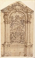 Design for an Altar with a Painting of the Adoration of the Shepherds and God the Father Above, Giovanni Battista Foggini (Italian, Florence 1652–1725 Florence), Pen and brown ink, brush and gray wash over graphite