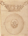 Two Views of a Design for a Shallow (Drinking?) Bowl wih Handles, Giovanni Battista Foggini (Italian, Florence 1652–1725 Florence), Pen and brown ink, brush and light brown wash, over black chalk