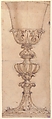 Design for a Chalice (recto); Design for the Base of a Vase (verso), Giovanni Battista Foggini (Italian, Florence 1652–1725 Florence), Pen and brown ink, brush and brown wash, over traces of black chalk. Verso: graphite