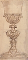 Design for a Chalice with Acanthus and Shell Decoration, Giovanni Battista Foggini (Italian, Florence 1652–1725 Florence), Pen and brown ink, brush and brown wash, over black chalk