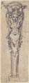 Design for a Term shaped like a Winged Female Figure, Giovanni Battista Foggini (Italian, Florence 1652–1725 Florence), Pen and brown ink, over traces of black chalk