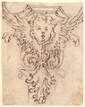Design for a Console or Capital with a Cherub, Giovanni Battista Foggini (Italian, Florence 1652–1725 Florence), Pen and brown ink, over traces of black chalk