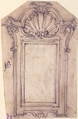 Design for a Frame Decorated with a Shell Motif, Giovanni Battista Foggini (Italian, Florence 1652–1725 Florence), Pen and brown ink, over black chalk