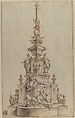 Design for a Funerary Monument, Circle of Ignaz Günther (German, Altmannstein 1725–1775 Munich) (?), Pen and brown ink, with gray wash; incised for transfer