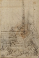 Design for the Corner of a Decorated Ceiling, Circle of (?) Agostino (Stanzani) Mitelli (Italian, Battidizzo (Bologna) 1609–1660 Madrid), Pen and brown ink, black and red chalk