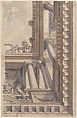 Design for a Trompe L'Oeil Ceiling with a Loggia, Faustino Trebbi (Italian, Budrio [Bologna] 1761–1836 Bologna), Pen and ink and wash