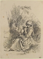 Seated Young Peasant Woman Holding a Jug, from Nouveau Livre de diverse Figures (New Book of Various Figures), François Boucher  French, Etching; second state of two (Baudicour)