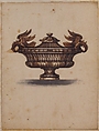 Design for a Covered Urn with Two Eagles, Anonymous, French, 17th century, Pen and brown ink, brush and brown and black wash