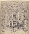 Drawing for title page "Le Petit Journal", Made by (?) Hubert Clerget (French, Dijon 1818–1899 Saint-Denis), Brush and gray wash over graphite underdrawing