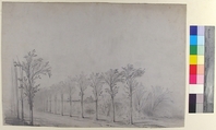 Design for a Stage Set at the Opéra, Paris: Tree-Lined Road, Eugène Cicéri (French, Paris 1813–1890 Fontainebleau), Graphite