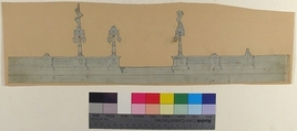 Design for a Stage Set at the Opéra, Paris: Balustrade wtih Lamp Posts, Eugène Cicéri (French, Paris 1813–1890 Fontainebleau), Graphite