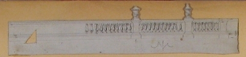 Design for a Stage Set at the Opéra, Paris: Balustrade, Eugène Cicéri (French, Paris 1813–1890 Fontainebleau), Graphite