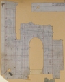 Design for a Stage Set at the Opéra, Paris, Eugène Cicéri (French, Paris 1813–1890 Fontainebleau), Graphite; Framing lines in pen and red ink