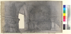 Design for a Stage Set at the Opéra, Paris: Church Interior, Eugène Cicéri (French, Paris 1813–1890 Fontainebleau), Graphite