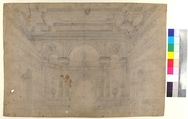 Design for a Stage Set at the Opéra, Paris: Interior with Coiffered Ceiling, Eugène Cicéri (French, Paris 1813–1890 Fontainebleau), Graphite