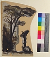 Design for a Stage Set at the Opéra, Paris, Eugène Cicéri (French, Paris 1813–1890 Fontainebleau), Graphite, brush and brown and green wash