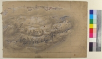 Design for a Stage Set at the Opéra, Paris, Eugène Cicéri (French, Paris 1813–1890 Fontainebleau), Graphite, black chalk, heightened with white