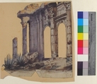 Design for a Stage Set at the Opéra, Paris: Columned Exterior, Eugène Cicéri (French, Paris 1813–1890 Fontainebleau), Watercolor and gouache over graphite